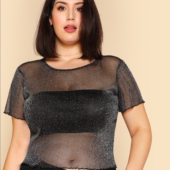 BUY1GET1FREE🎉Shimmer Rustic mesh top plus size - Picture 5 of 8